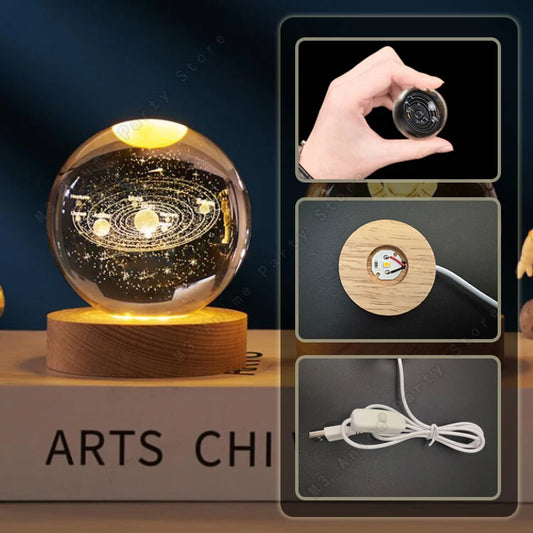 3D Crystal Night Light – Planet Ball