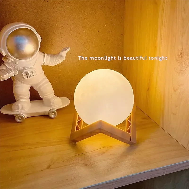 Moon Lamp – 3D Night Light with Wooden Stand