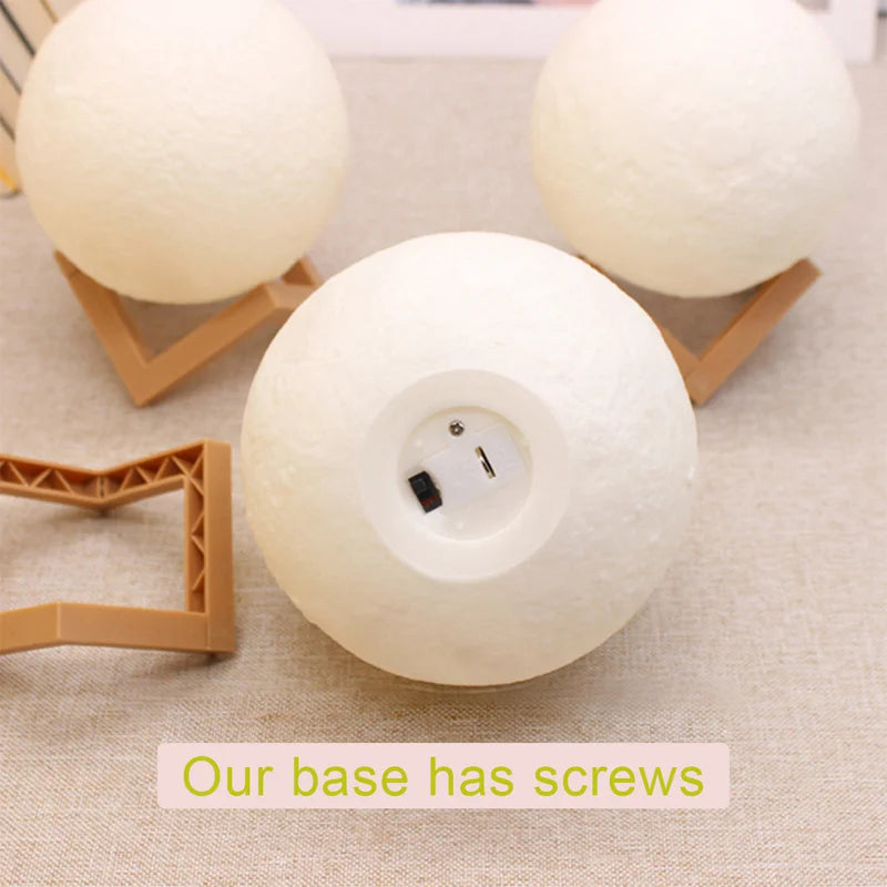 Moon Lamp – 3D Night Light with Wooden Stand
