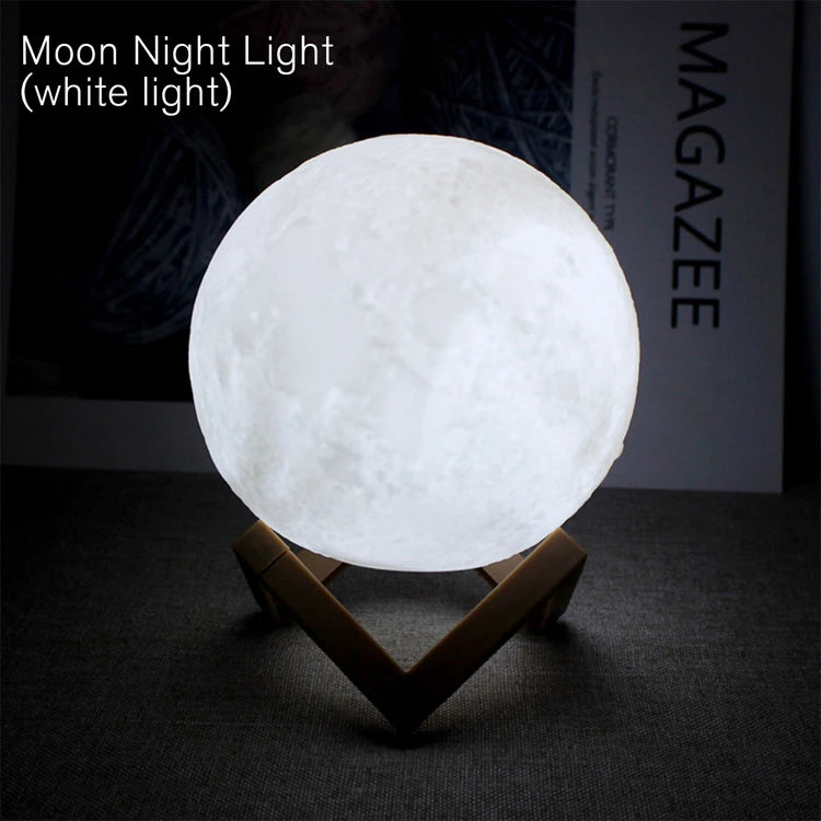 Moon Lamp – 3D Night Light with Wooden Stand