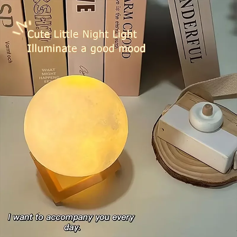 Moon Lamp – 3D Night Light with Wooden Stand