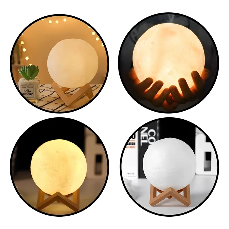 Moon Lamp – 3D Night Light with Wooden Stand