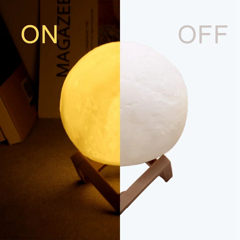 Moon Lamp – 3D Night Light with Wooden Stand